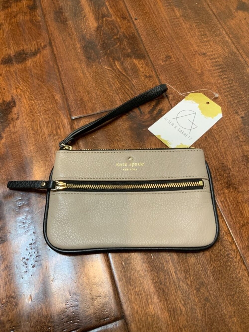 Kate Spade New York Taupe Pebbled Leather Wristlet